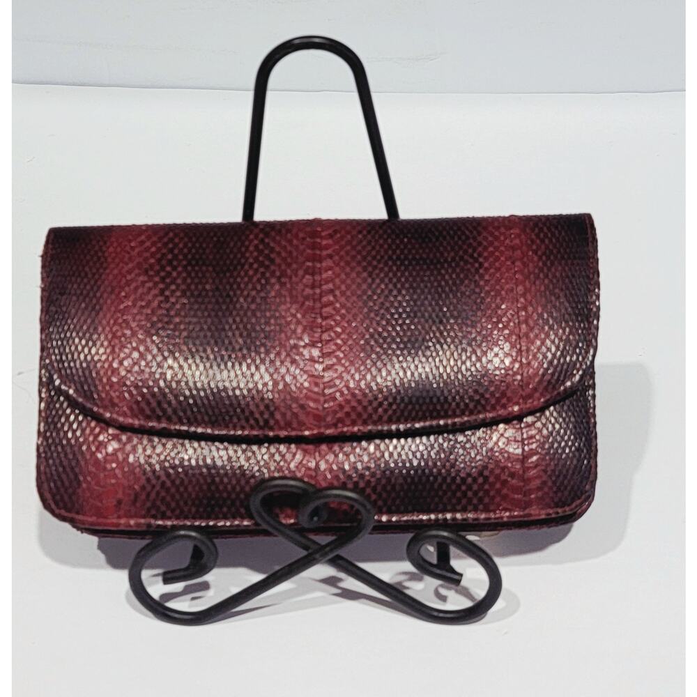 Vintage Red Exotic Snake Skin Leather Clutch Bag Evening Wallet Purse TOKYO